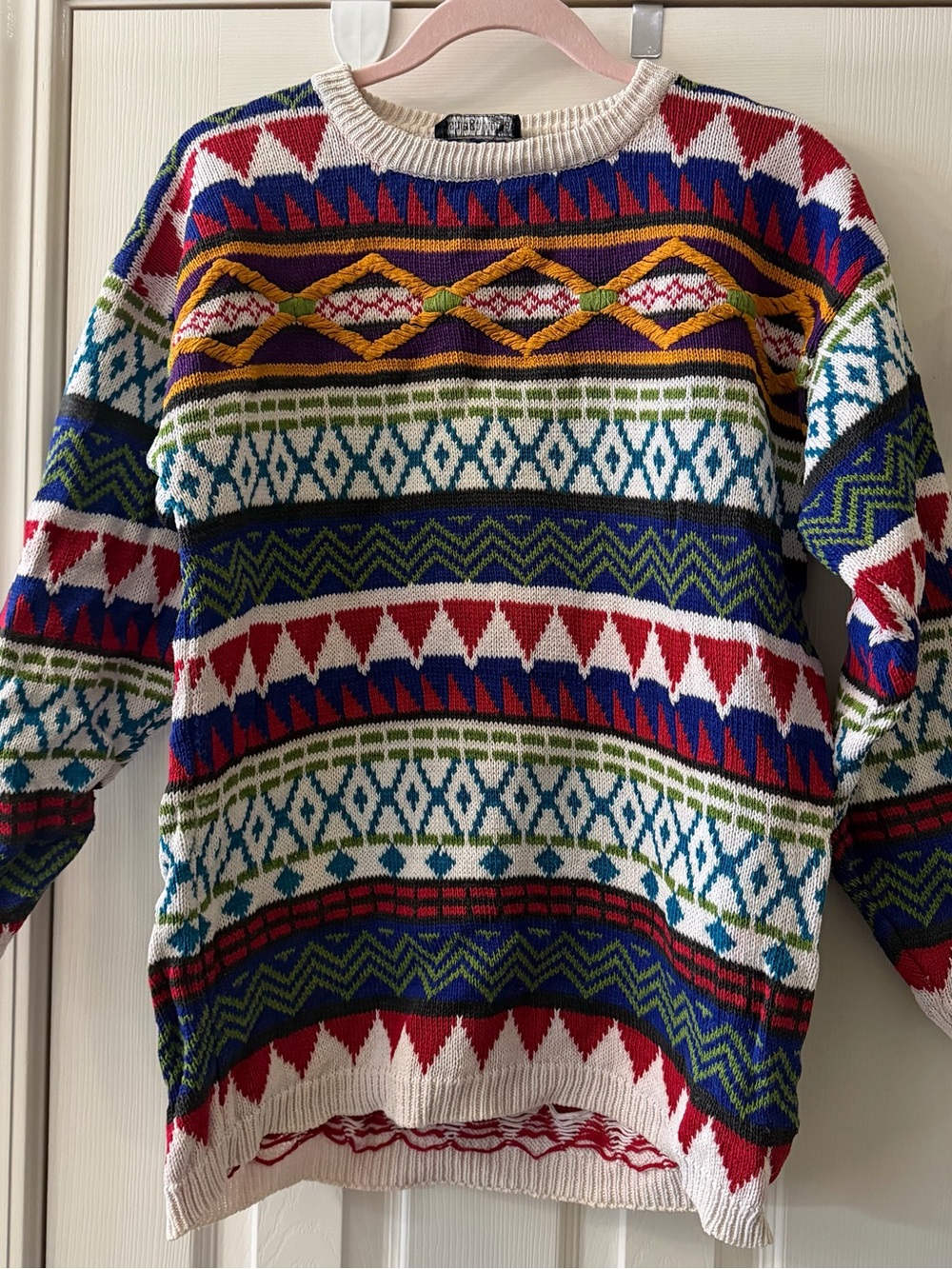 Ashleigh Morgan Vintage Geometric 3D Knit Coogi Style Sweater Women's M / L